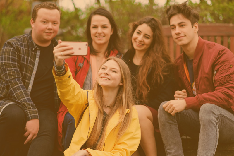 group of students taking a selfie